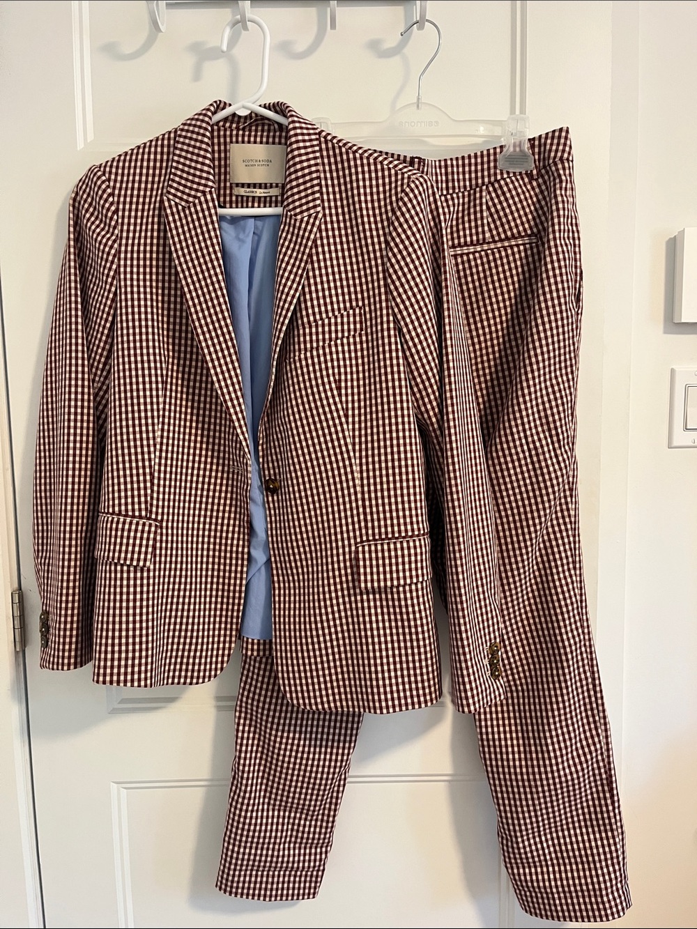 Scotch&Soda Checked Red & White Two-Piece Suit